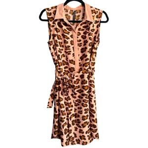 W118 By Walter Baker Pink Polo Leopard Print Tunic Dress Size Small